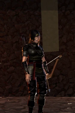 The Ranger: an archer in black leathers with a bow and a quiver.